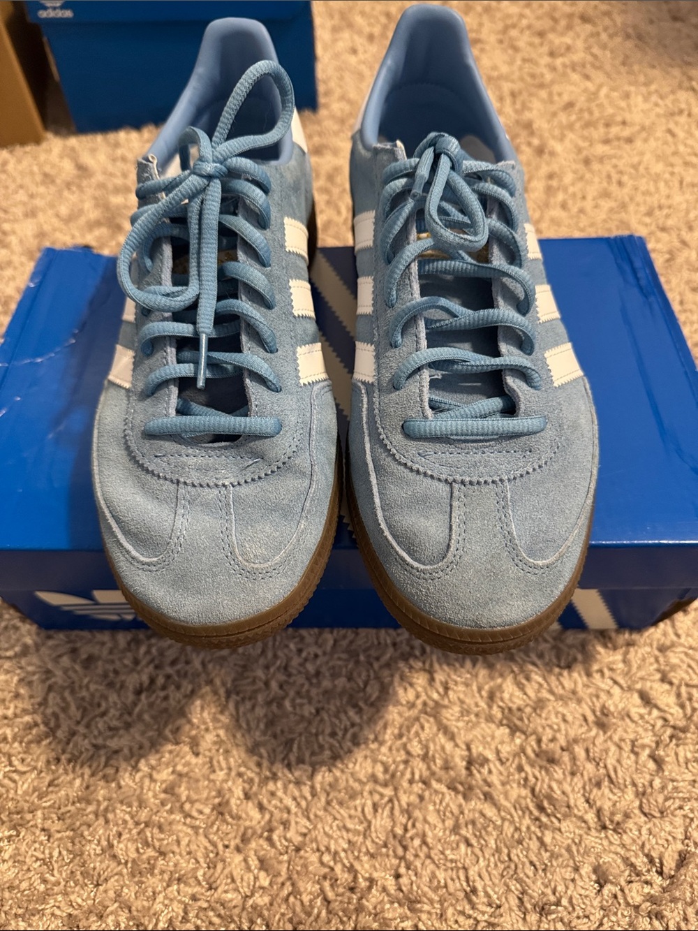 adidas Samba Suede Sneakers in Sky Blue and White